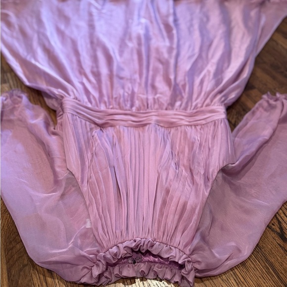 Mac Duggal Purple Smocked Chiffon Illusion Tiered Gown Size 16 - Picture 5 of 13